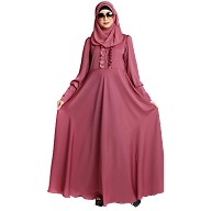 Umbrella abaya in shiny nida fabric- Puce Pink Umbrella abaya in shiny nida fabric- Puce Pink